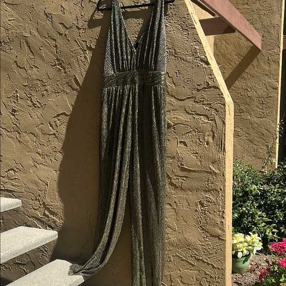 Boston Proper Pants - Boston Proper Metallic Lurex Wide Leg Jumpsuit